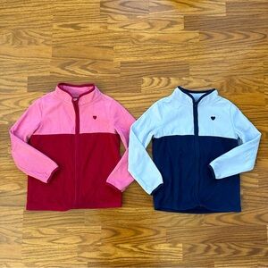 Bundle 2x OshKosh B’Gosh Girls Size 7 7A Fleece Full Zip Sweatshirt Jacket EUC!